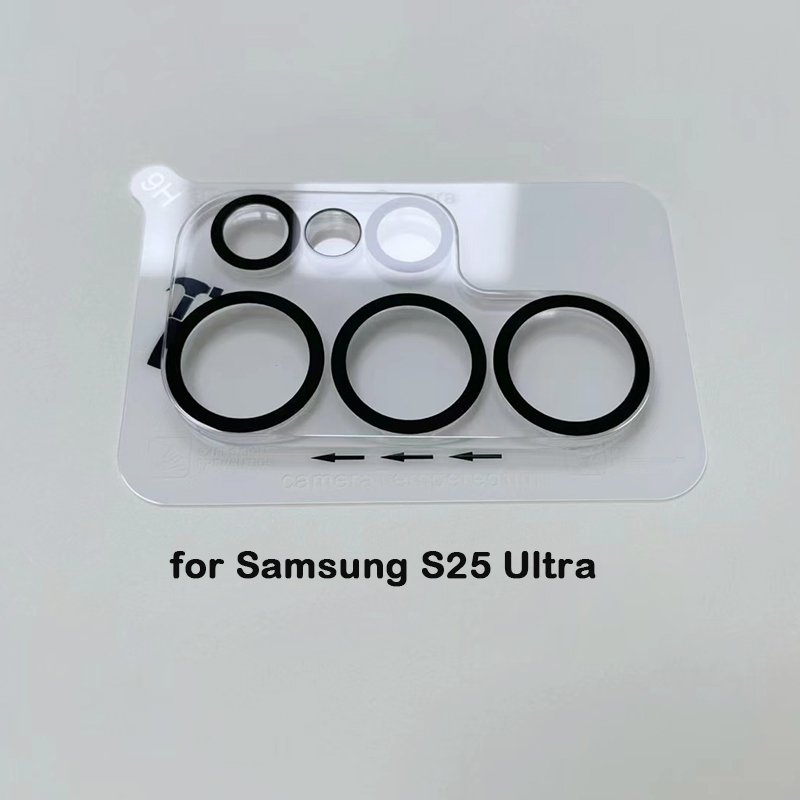 para Samsung S25, S25 Plus, S25 Ultra nuevo protector de lente de cámara transparente a prueba de explosiones con círculo negro - Imagen 3