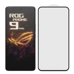 Protetor de tela de vidro temperado preto com cola completa para Asus ROG Phone 9 Pro