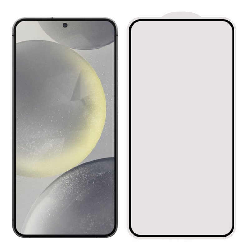 Para Samsung S24+ protector de pantalla de vidrio templado negro con pegamento completo