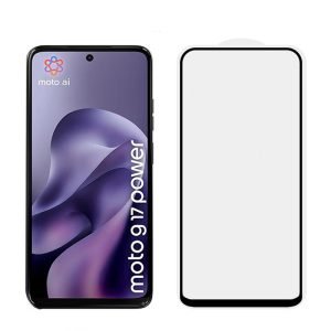 for Motorola Moto G17 Power full glue black tempered glass screen protector